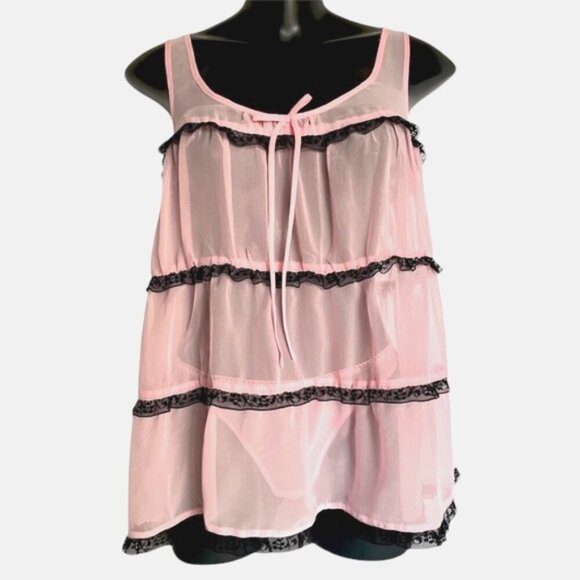 Vintage Y2K La Senza Coquette Mean Girls Chiffon Babydoll Lingerie Top S - Picture 1 of 7